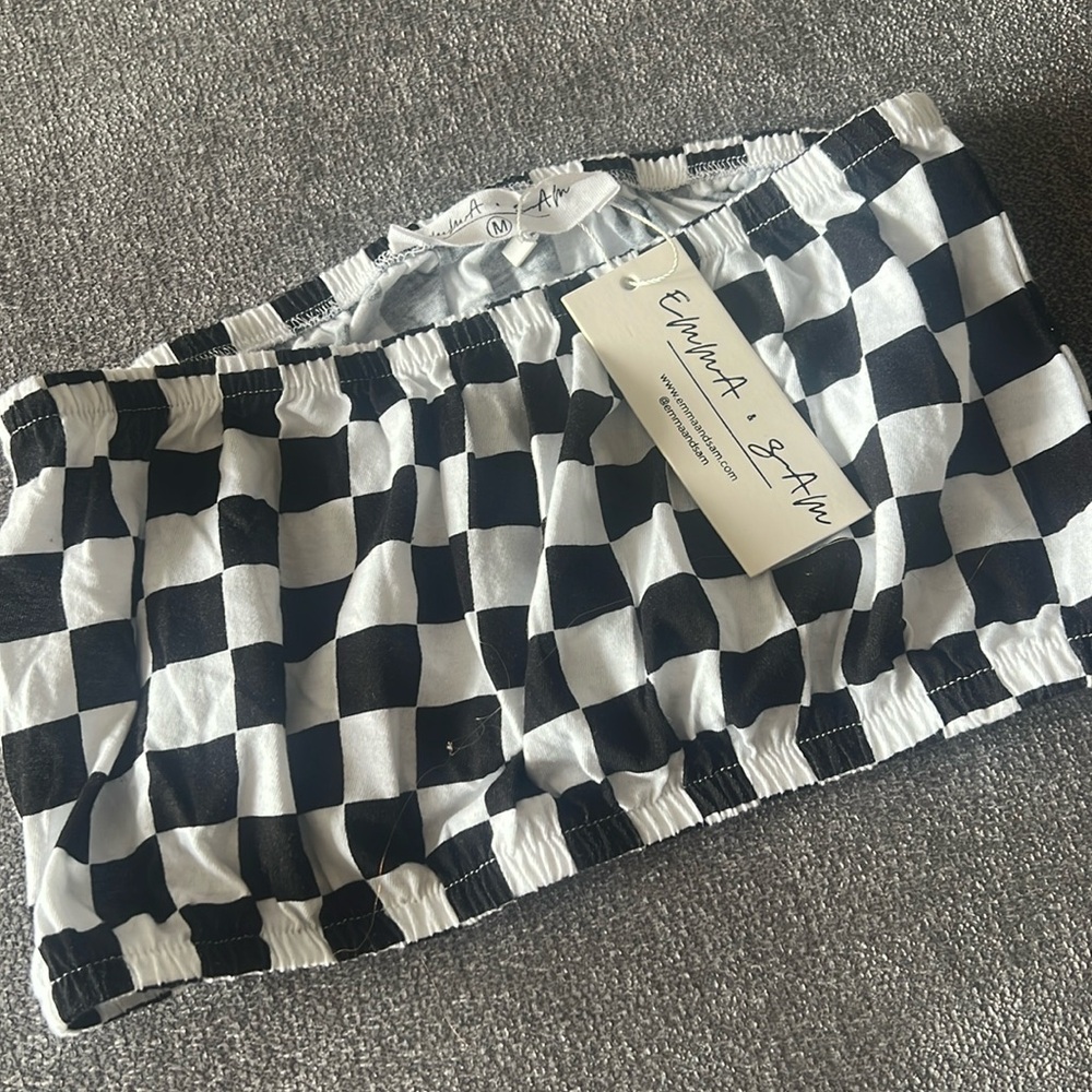 Black and white checkered tube top